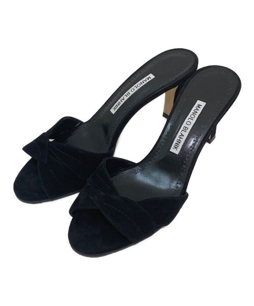 Manolo Blahnik（マノロ ブラニク）Manolo Blahnik (マノロブラニク) SIEMU Heel Sandal ブラック サイズ:35 1/2の古着・服飾アイテム