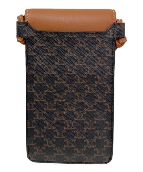 CELINE（セリーヌ）CELINE (セリーヌ) フラップ付きモバイルポーチ ブラウンの古着・服飾アイテム