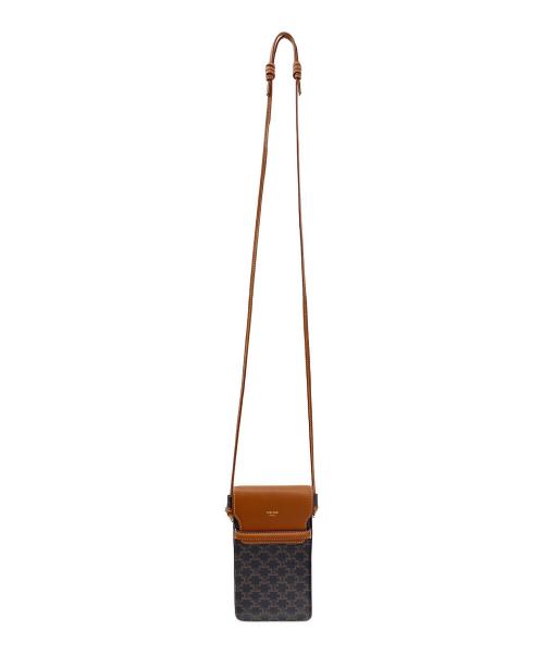 CELINE（セリーヌ）CELINE (セリーヌ) フラップ付きモバイルポーチ ブラウンの古着・服飾アイテム