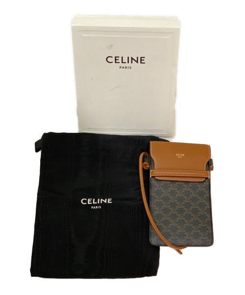 CELINE（セリーヌ）CELINE (セリーヌ) フラップ付きモバイルポーチ ブラウンの古着・服飾アイテム