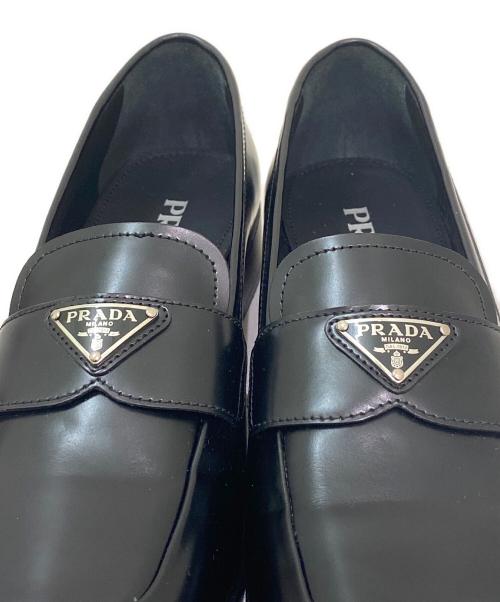 PRADA（プラダ）PRADA (プラダ) ブラッシュドレザー ローファー ブラック サイズ:381/2の古着・服飾アイテム