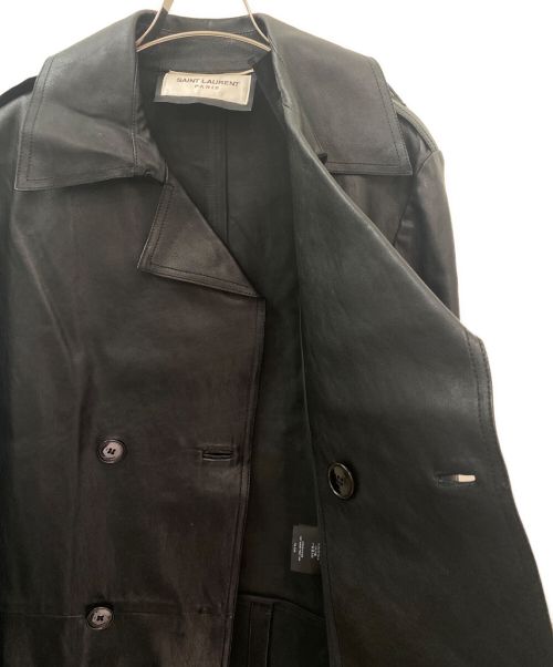 Saint Laurent Paris（サンローランパリ）Saint Laurent Paris (サンローランパリ) ダブルブレストレザーコート レザー/16AW/エディ期/Archive ブラック サイズ:46の古着・服飾アイテム