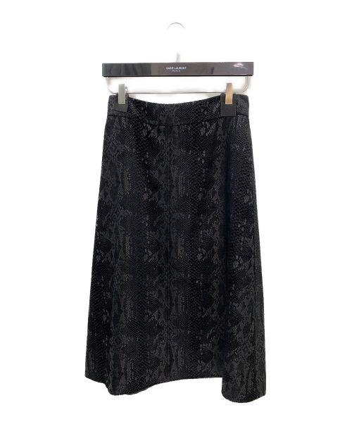 Saint Laurent Paris（サンローランパリ）Saint Laurent Paris (サンローランパリ) ベルベットスネークミディAラインスカート ブラック サイズ:36の古着・服飾アイテム