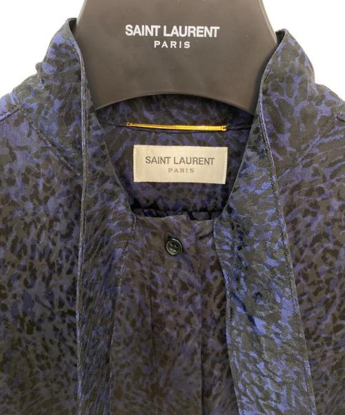 Saint Laurent Paris（サンローランパリ）Saint Laurent Paris (サンローランパリ) シルクワンピース ネイビー サイズ:34の古着・服飾アイテム