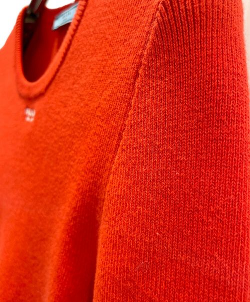 PRADA（プラダ）PRADA (プラダ) フロントロゴコットンセーター レッド サイズ:40の古着・服飾アイテム