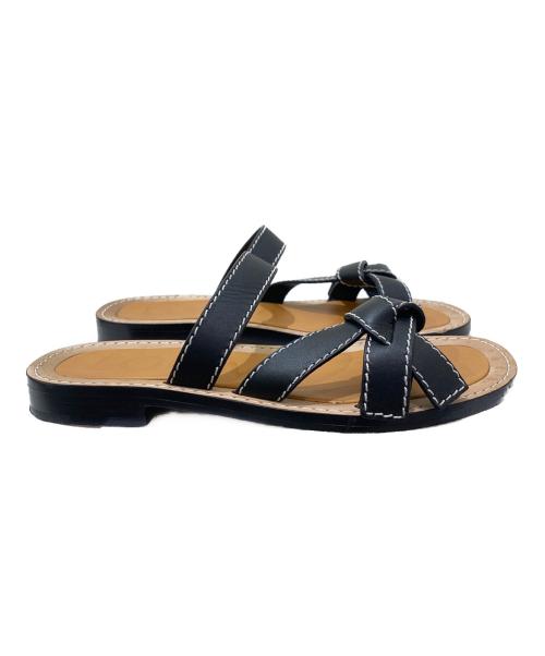 LOEWE（ロエベ）LOEWE (ロエベ) SANDALIA GATE FLAT ブラウン×ブラック サイズ:38の古着・服飾アイテム