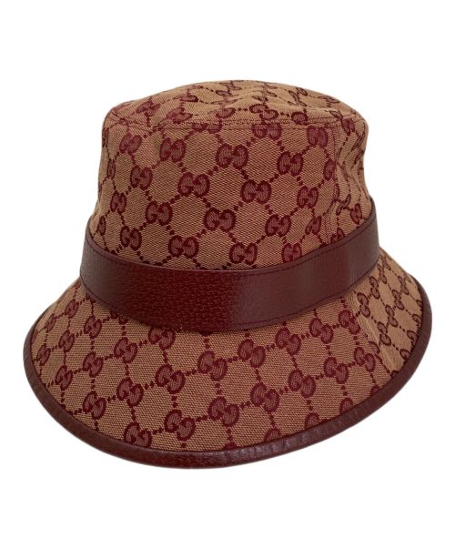 GUCCI（グッチ）GUCCI (グッチ) GGキャンバス ハット ボルドー サイズ:L（59㎝）の古着・服飾アイテム