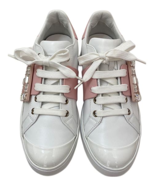 Roger Vivier（ロジェ ヴィヴィエ）Roger Vivier (ロジェ ヴィヴィエ) ヴィヴスケートストラスバックルスニーカー ホワイト×ピンク サイズ:36 1/2 未使用品の古着・服飾アイテム