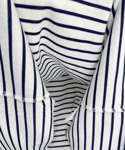 PRADA（プラダ）PRADA (プラダ) トライアングルロゴ付きボーダーカットソー ネイビー サイズ:Mの古着・服飾アイテム