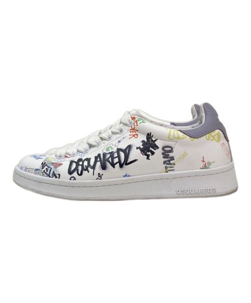 DSQUARED2（ディースクエアード）DSQUARED2 (ディースクエアード) Doodle Yankee Boxer Sneakers ホワイト サイズ:36の古着・服飾アイテム
