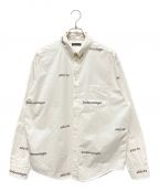 BALENCIAGAバレンシアガ）の古着「オールオーバー ロゴ プリント ロングスリーブ シャツ」｜ホワイト