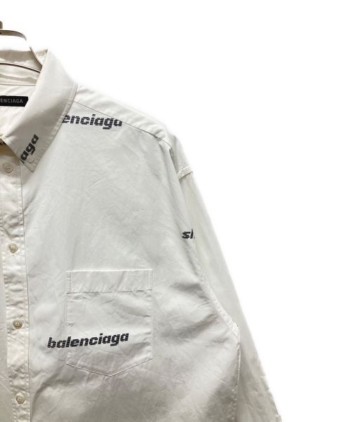 BALENCIAGA（バレンシアガ）BALENCIAGA (バレンシアガ) オールオーバー ロゴ プリント ロングスリーブ シャツ ホワイト サイズ:SIZE37の古着・服飾アイテム
