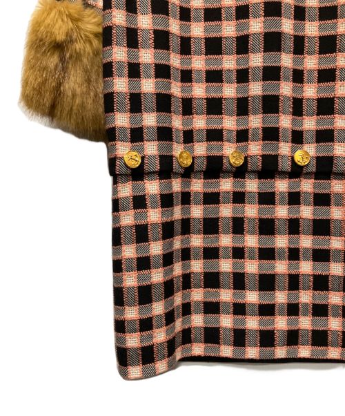 GUCCI（グッチ）GUCCI (グッチ) チェックファーコート ピンク サイズ:38の古着・服飾アイテム