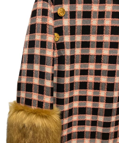 GUCCI（グッチ）GUCCI (グッチ) チェックファーコート ピンク サイズ:38の古着・服飾アイテム