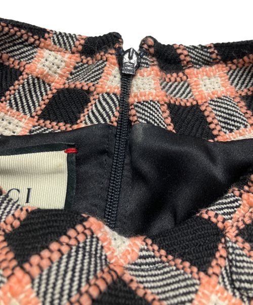 GUCCI（グッチ）GUCCI (グッチ) チェックファーコート ピンク サイズ:38の古着・服飾アイテム