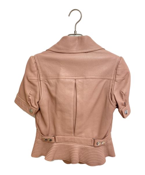 LOUIS VUITTON（ルイ ヴィトン）LOUIS VUITTON (ルイ ヴィトン) ショートスリーブレザージャケット ピンク サイズ:34の古着・服飾アイテム
