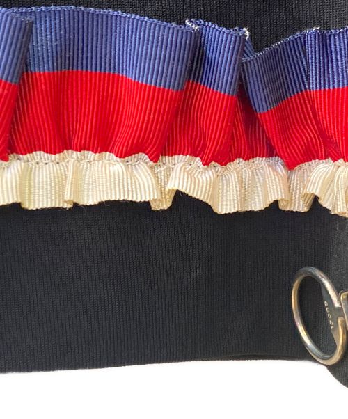 GUCCI（グッチ）GUCCI (グッチ) Ruffles sleeveless dress(ラッフルスリーブレスドレス）/フリルノースリーブワンピース ブラック サイズ:Sの古着・服飾アイテム