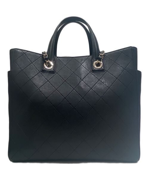 CHANEL（シャネル）CHANEL (シャネル) レザートート ブラック×ゴールドの古着・服飾アイテム