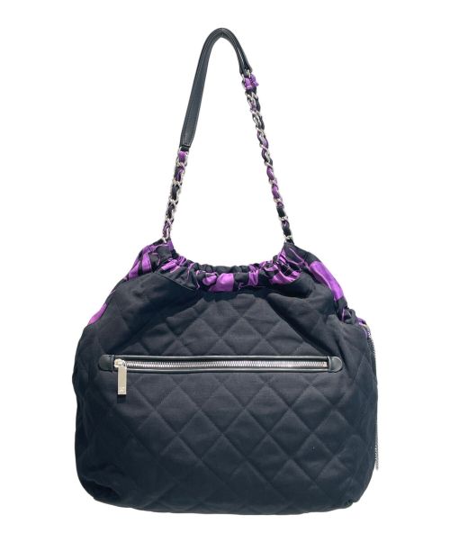 CHANEL（シャネル）CHANEL (シャネル) キャンバストートバッグ ブラック×パープルの古着・服飾アイテム