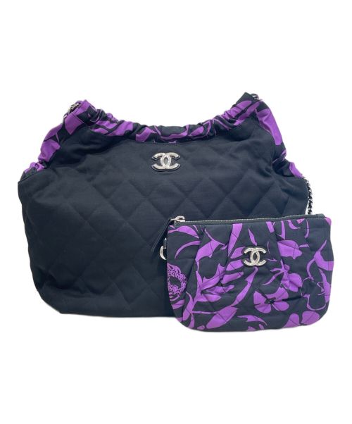 CHANEL（シャネル）CHANEL (シャネル) キャンバストートバッグ ブラック×パープルの古着・服飾アイテム