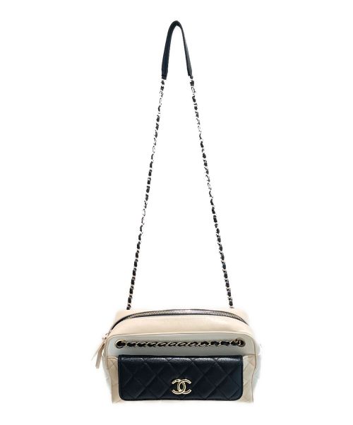 CHANEL（シャネル）CHANEL (シャネル) ショルダーバッグ ブラック×ベージュ×ホワイトの古着・服飾アイテム