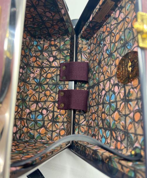 GLOBE-TROTTER（グローブトロッター）GLOBE-TROTTER (グローブトロッター) スクエアトランクショルダーバッグ ボルドー×ネイビーの古着・服飾アイテム