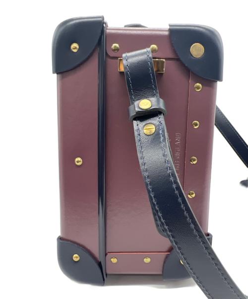 GLOBE-TROTTER（グローブトロッター）GLOBE-TROTTER (グローブトロッター) スクエアトランクショルダーバッグ ボルドー×ネイビーの古着・服飾アイテム