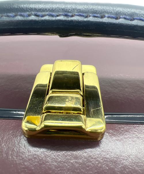 GLOBE-TROTTER（グローブトロッター）GLOBE-TROTTER (グローブトロッター) スクエアトランクショルダーバッグ ボルドー×ネイビーの古着・服飾アイテム