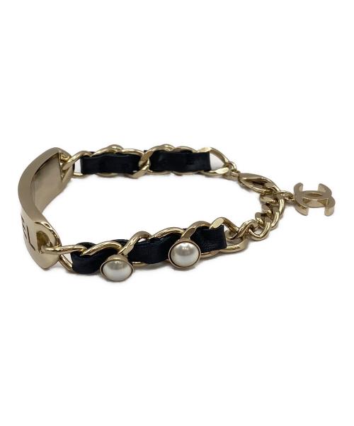 CHANEL（シャネル）CHANEL (シャネル) パールチェーンブレスレット ゴールド×ブラックの古着・服飾アイテム