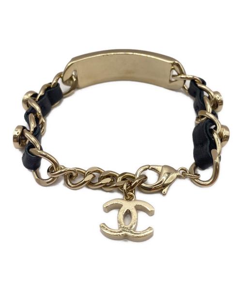 CHANEL（シャネル）CHANEL (シャネル) パールチェーンブレスレット ゴールド×ブラックの古着・服飾アイテム