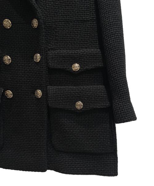 CHANEL（シャネル）CHANEL (シャネル) ココボタンツイードダブルコート ブラック サイズ:36の古着・服飾アイテム