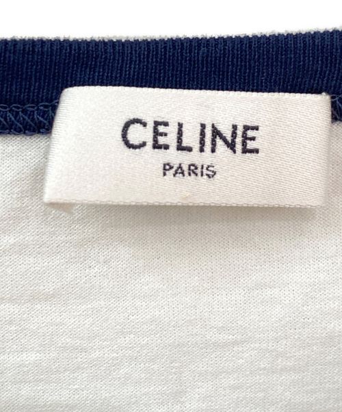 CELINE（セリーヌ）CELINE (セリーヌ) ロゴTシャツ ホワイト×ネイビー サイズ:Sの古着・服飾アイテム