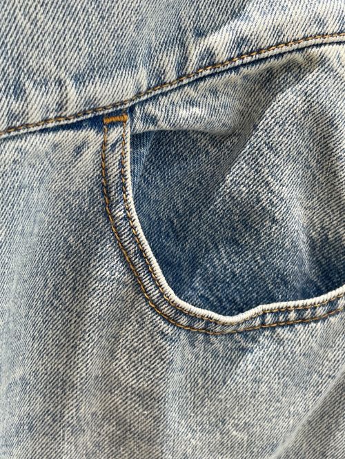 CHANEL（シャネル）CHANEL (シャネル) カメリアワイドデニムパンツ ブルー サイズ:40の古着・服飾アイテム
