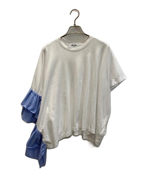MSGM（エムエスジーエム）MSGM (エムエスジーエム) アシンメトリーラッフルスリーブスウェットシャツ ホワイト サイズ:Sの古着・服飾アイテム