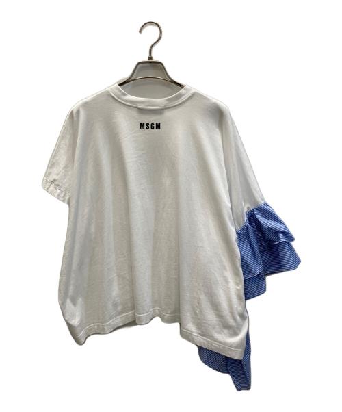 MSGM（エムエスジーエム）MSGM (エムエスジーエム) アシンメトリーラッフルスリーブスウェットシャツ ホワイト サイズ:Sの古着・服飾アイテム