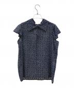 Yves Saint Laurentイヴサンローラン）の古着「ノースリーブハート柄ブラウス」｜ネイビー