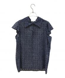 Yves Saint Laurent（イヴサンローラン）の古着「ノースリーブハート柄ブラウス」｜ネイビー