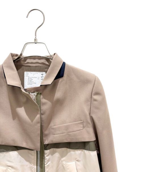 sacai（サカイ）sacai (サカイ) Nylon Twill Mix Jacket ベージュ サイズ:3の古着・服飾アイテム