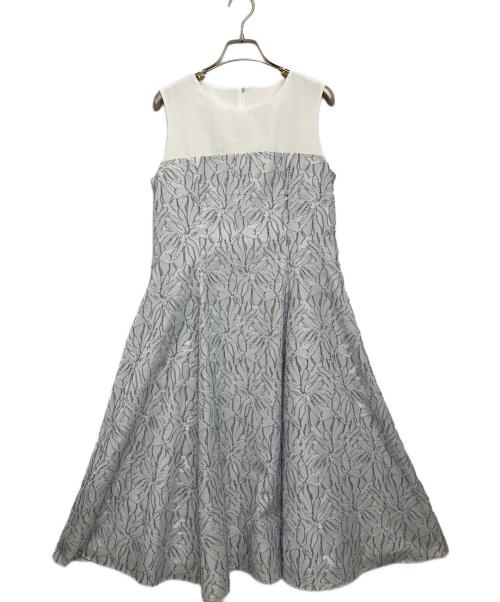 FOXEY NEWYORK（フォクシーニューヨーク）FOXEY NEWYORK (フォクシーニューヨーク) ノースリーブワンピース ホワイト×ブルー サイズ:40の古着・服飾アイテム