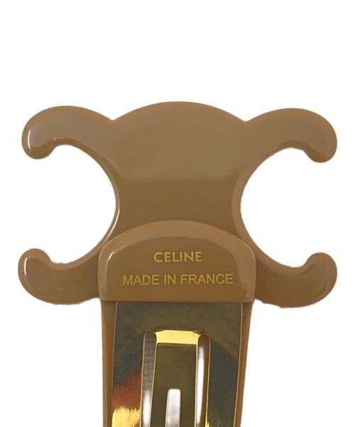 CELINE（セリーヌ）CELINE (セリーヌ) トリオンフ ラージ スナップ ヘアクリップ ブラウン サイズ:ラージの古着・服飾アイテム