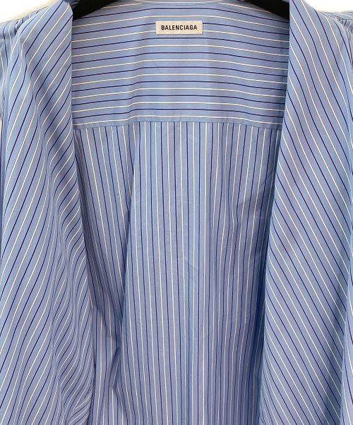 BALENCIAGA（バレンシアガ）BALENCIAGA (バレンシアガ) ビッグストライプシャツ ブルー サイズ:34の古着・服飾アイテム