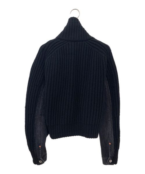 sacai（サカイ）sacai (サカイ) パネル オフセンター リブニット ジャケット ブラック サイズ:２の古着・服飾アイテム