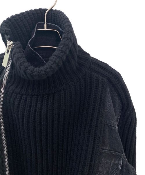 sacai（サカイ）sacai (サカイ) パネル オフセンター リブニット ジャケット ブラック サイズ:２の古着・服飾アイテム
