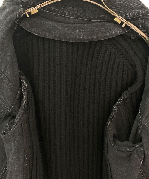 sacai（サカイ）sacai (サカイ) パネル オフセンター リブニット ジャケット ブラック サイズ:２の古着・服飾アイテム