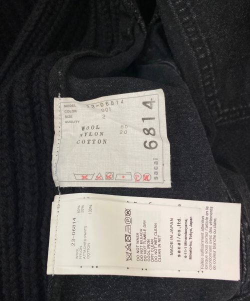 sacai（サカイ）sacai (サカイ) パネル オフセンター リブニット ジャケット ブラック サイズ:２の古着・服飾アイテム