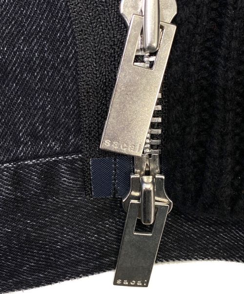sacai（サカイ）sacai (サカイ) パネル オフセンター リブニット ジャケット ブラック サイズ:２の古着・服飾アイテム