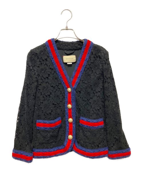 GUCCI（グッチ）GUCCI (グッチ) シェリーラインレースジャケット ブラック サイズ:38の古着・服飾アイテム
