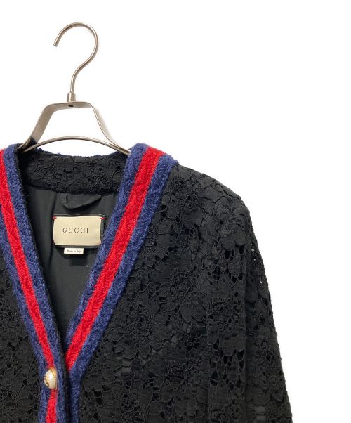 GUCCI（グッチ）GUCCI (グッチ) シェリーラインレースジャケット ブラック サイズ:38の古着・服飾アイテム