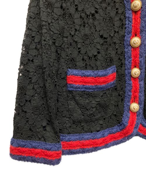 GUCCI（グッチ）GUCCI (グッチ) シェリーラインレースジャケット ブラック サイズ:38の古着・服飾アイテム