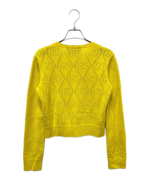 GUCCI（グッチ）GUCCI (グッチ) GGパーフォレーテッド クロップド ニット イエロー サイズ:XSの古着・服飾アイテム